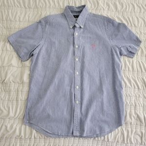 Casual Ralph Lauren Blue White Stripe Button Up  Size Large